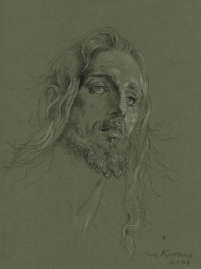 Jesús Nazareno del Paso. Estudio I. Tinta china y lápiz blanco, 43 x 32 cm. 2008